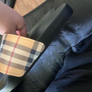 Burberry Plaid Black and Tan Men's Sandals